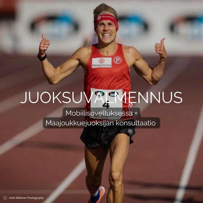 Juoksuvalmennus mobiilisovelluksessa: 10 km tai puolimaraton + Maajoukkuejuoksijan konsultaatio